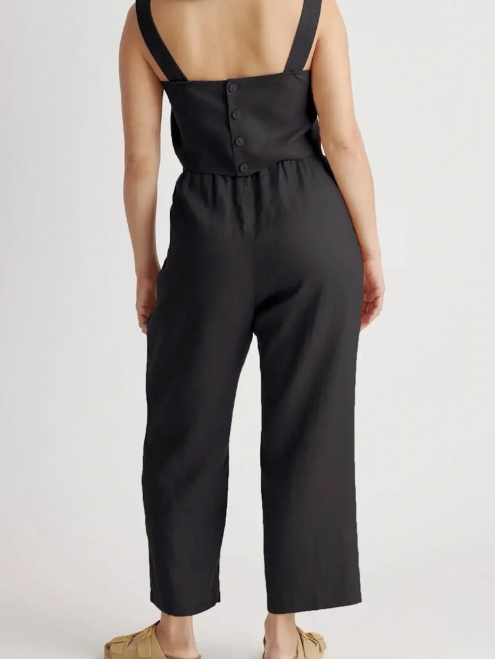 Quince Italian Linen Black Straight Leg Ankle Pants - Size XL